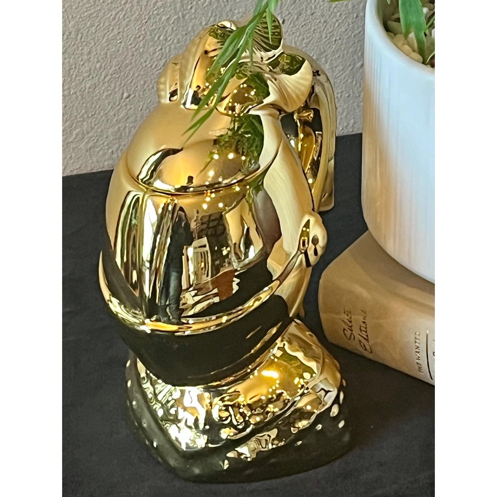 Vintage 2001 Medieval Times Knight Mug Gold Ceramic Stein Helmet Lid 7 Inch